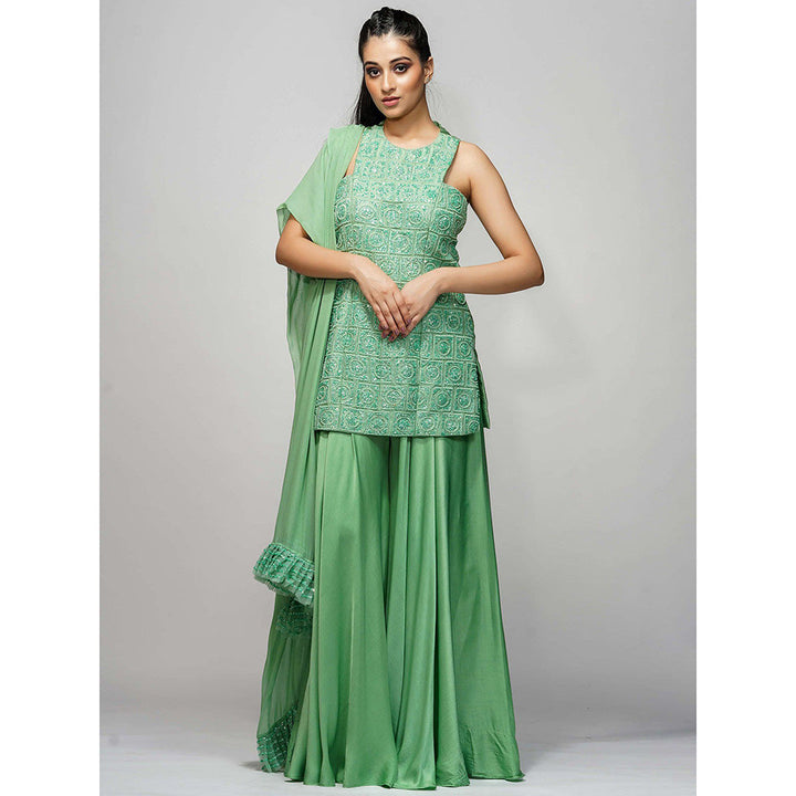 Shruti S Green Racer Cut Sharara (Set of 3)