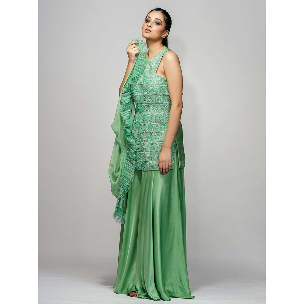 Shruti S Green Racer Cut Sharara (Set of 3)