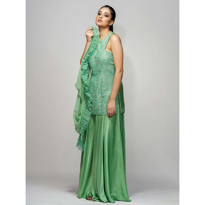 Shruti S Green Racer Cut Sharara (Set of 3)