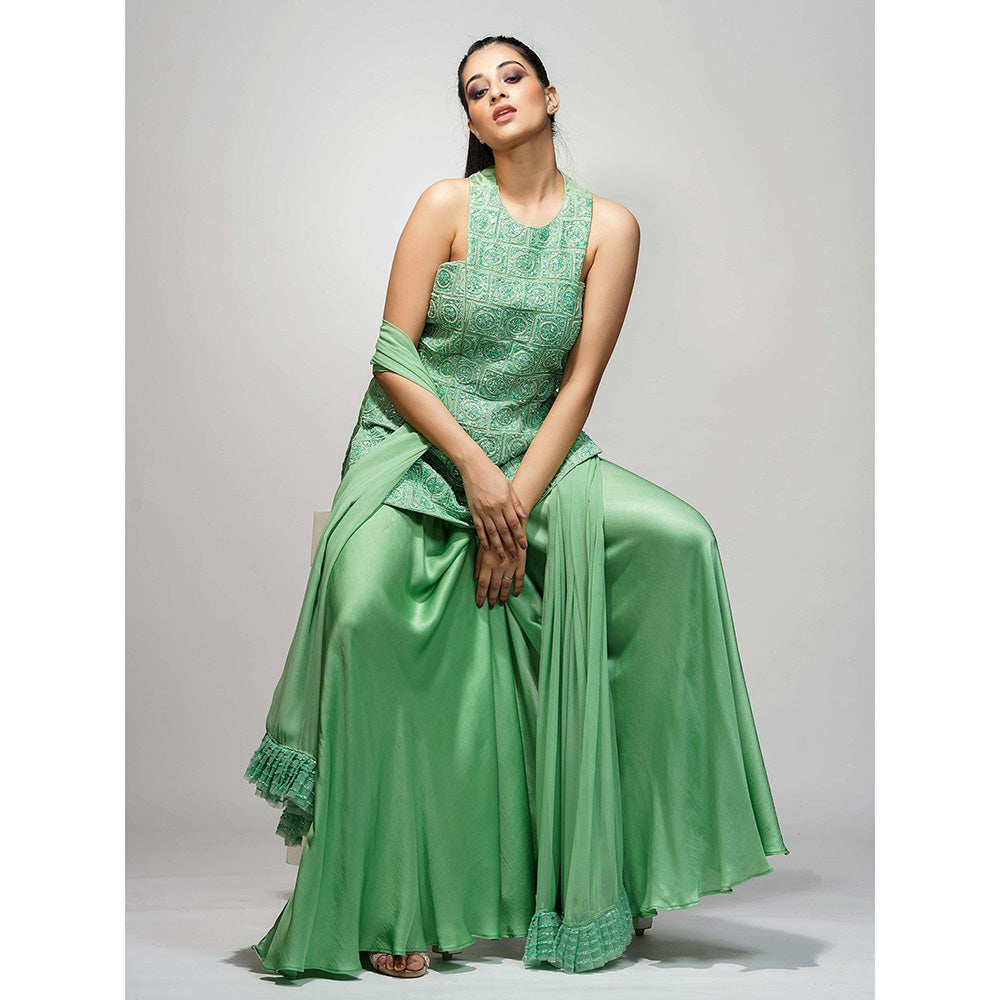 Shruti S Green Racer Cut Sharara (Set of 3)