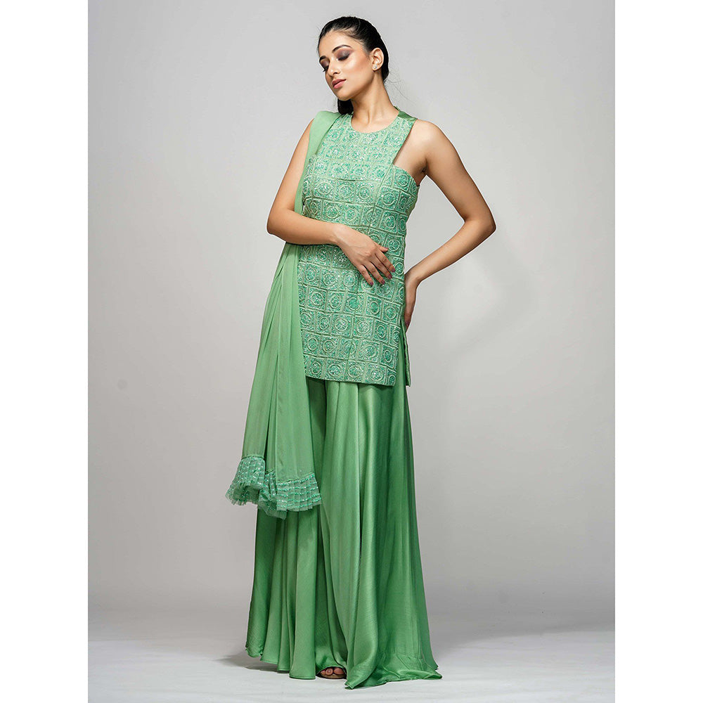 Shruti S Green Racer Cut Sharara (Set of 3)