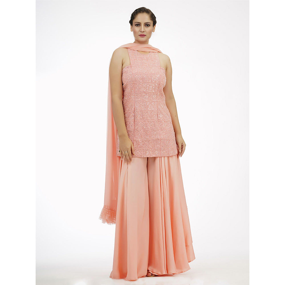 Shruti S Peach Racer Cut Sharara (Set of 3)