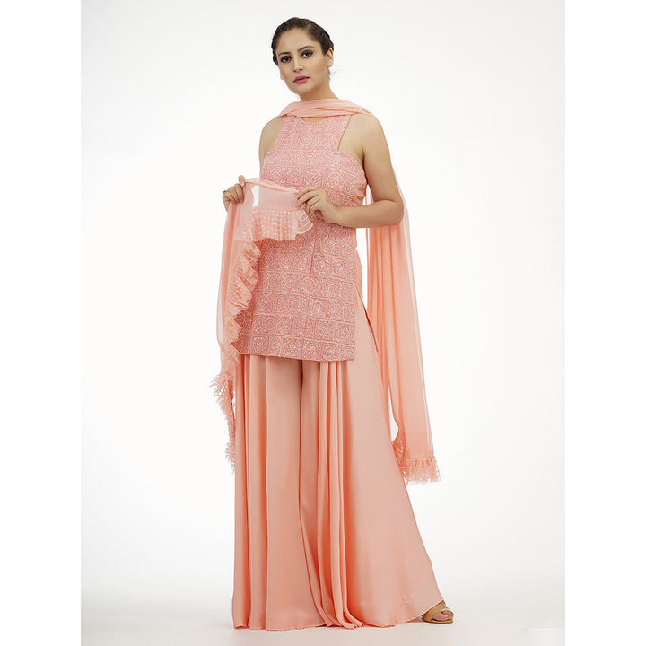 Shruti S Peach Racer Cut Sharara (Set of 3)