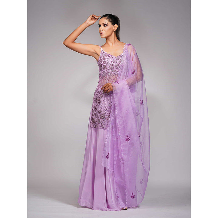 Shruti S Lilac Cocktail Sharara (Set of 3)