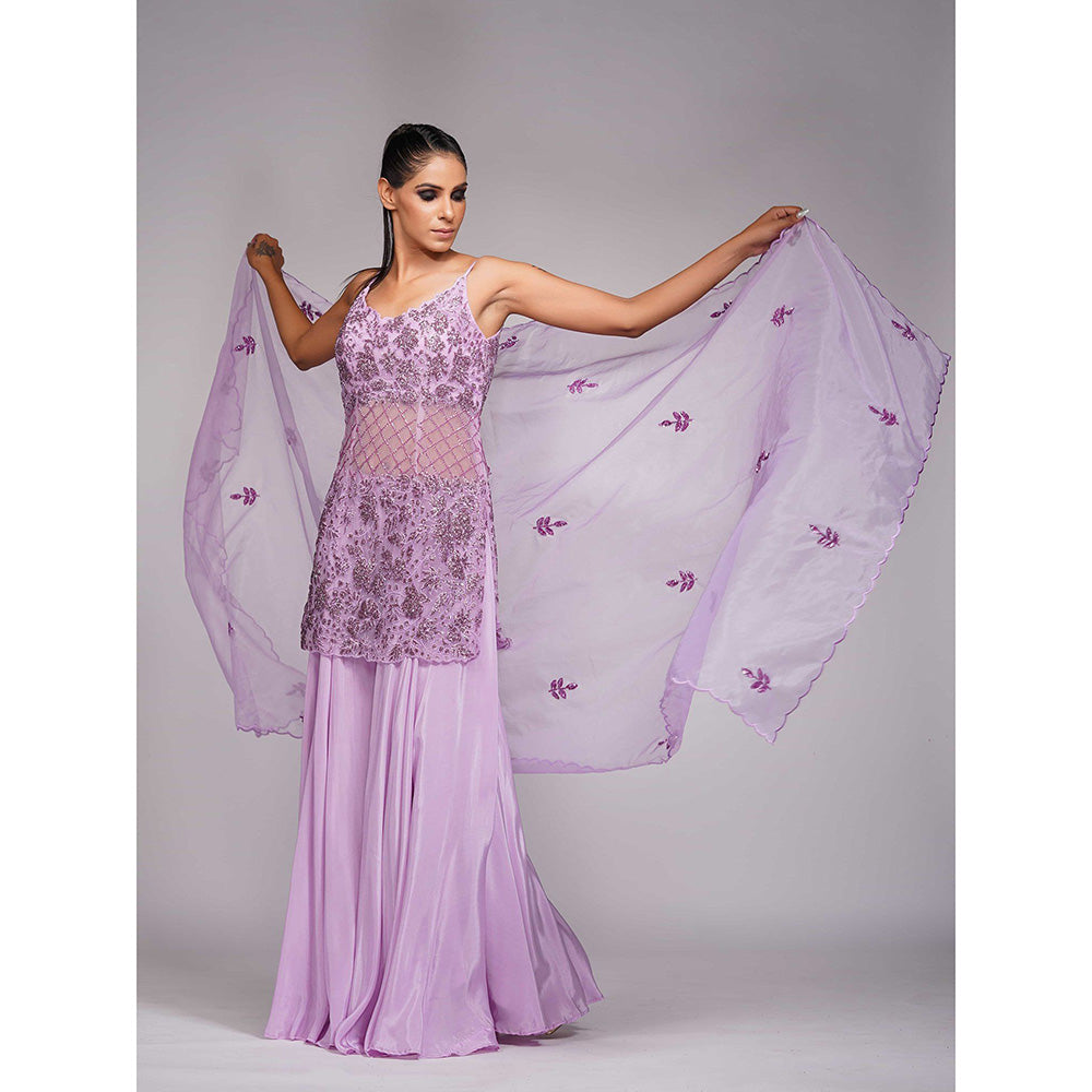 Shruti S Lilac Cocktail Sharara (Set of 3)