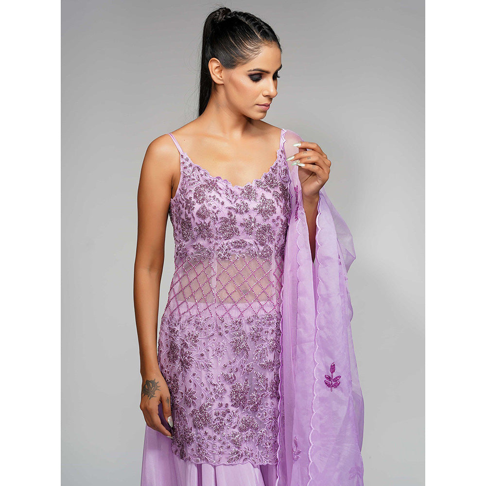 Shruti S Lilac Cocktail Sharara (Set of 3)