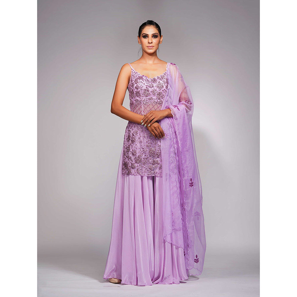 Shruti S Lilac Cocktail Sharara (Set of 3)