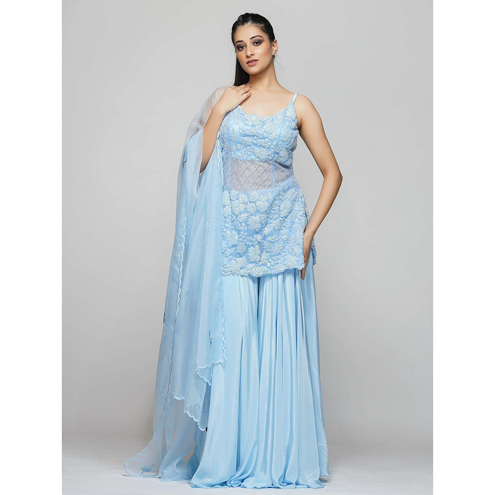 Shruti S Blue Sharara (Set of 3)