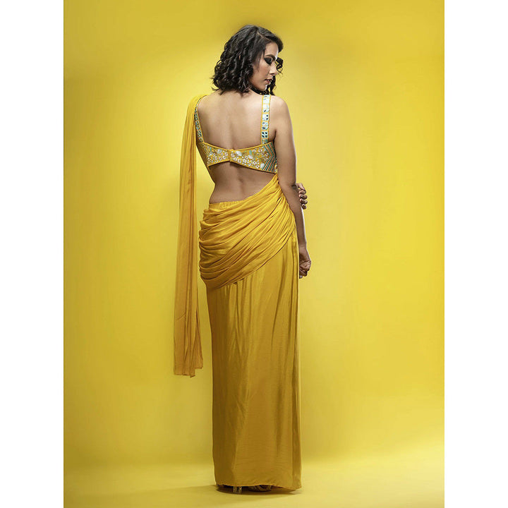 Shruti S Yellow Pre-Stitched Blouse Saree With Blouse with Stitched Blouse