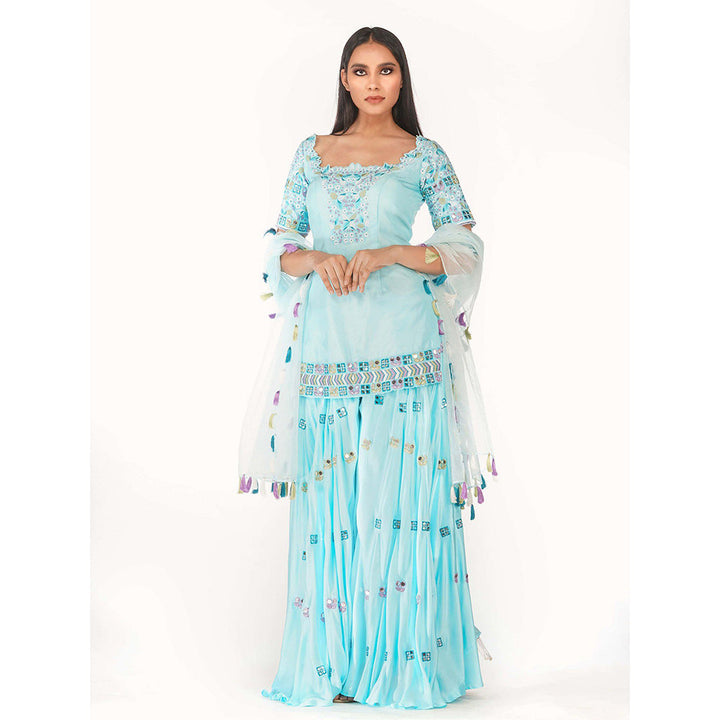 Shruti S Blue Classic Sharara (Set of 3)