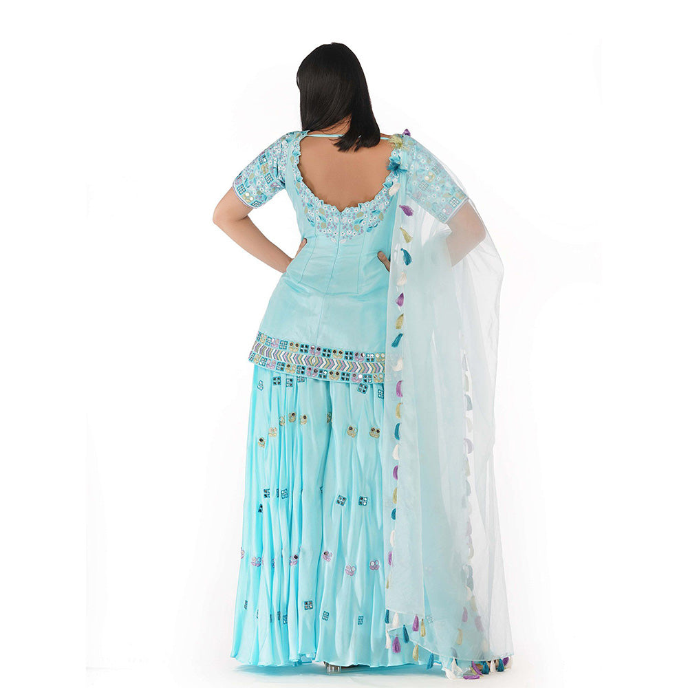 Shruti S Blue Classic Sharara (Set of 3)