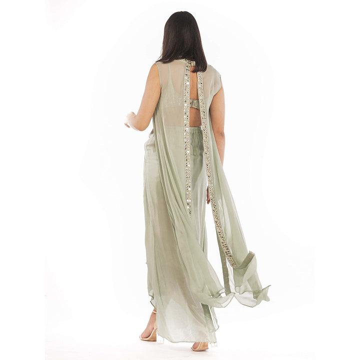 Shruti S Green Dhoti Skirt (Set of 3)