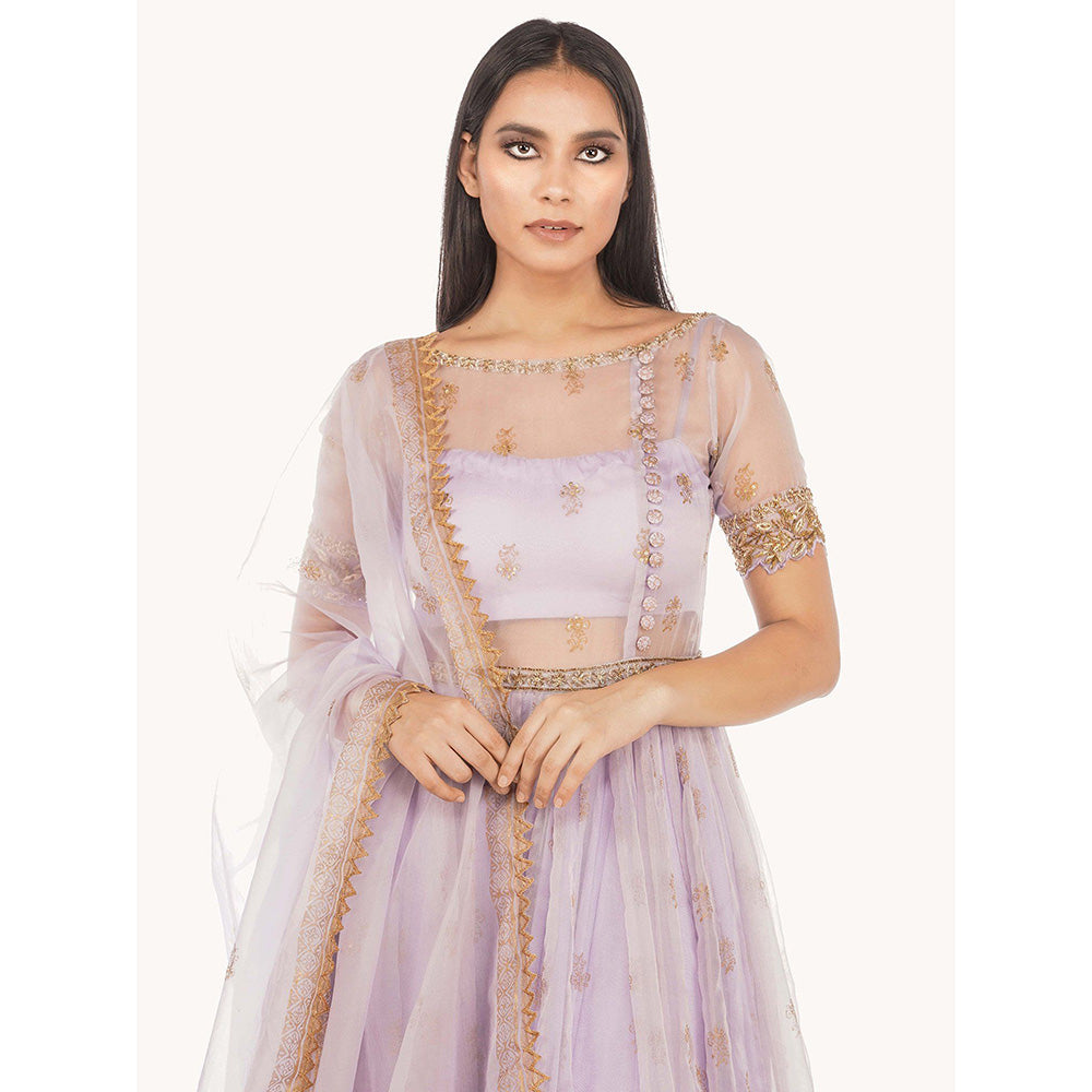 Shruti S Lavender Sheer Organza Anarkali (Set of 4)