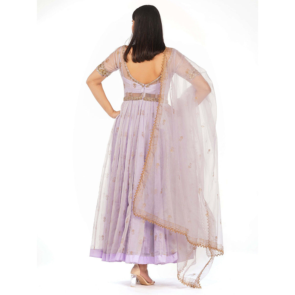 Shruti S Lavender Sheer Organza Anarkali (Set of 4)