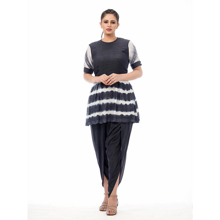 Shruti S Dark Navy Tie Dye Peplum Dhoti (Set of 2)