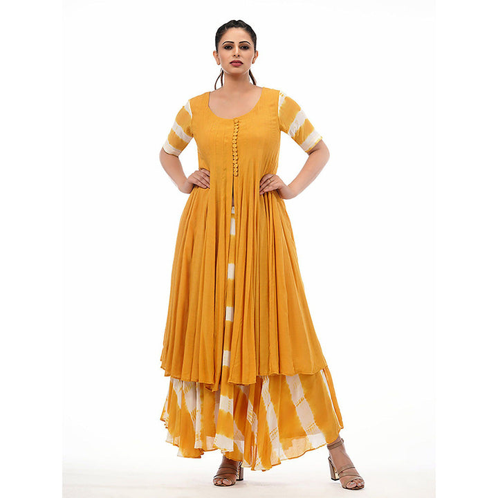 Shruti S Yellow Tie Dye Kalidaar With Skirt (Set of 2)