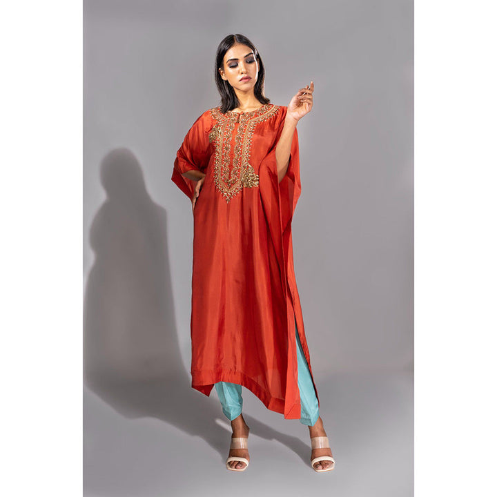 Shruti S Orange Kaftan with Pant (Set of 2)