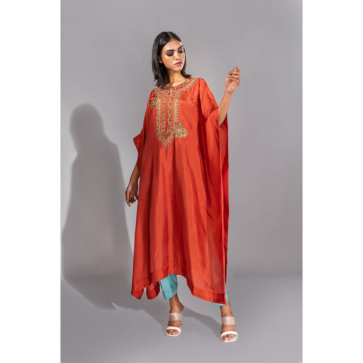 Shruti S Orange Kaftan with Pant (Set of 2)