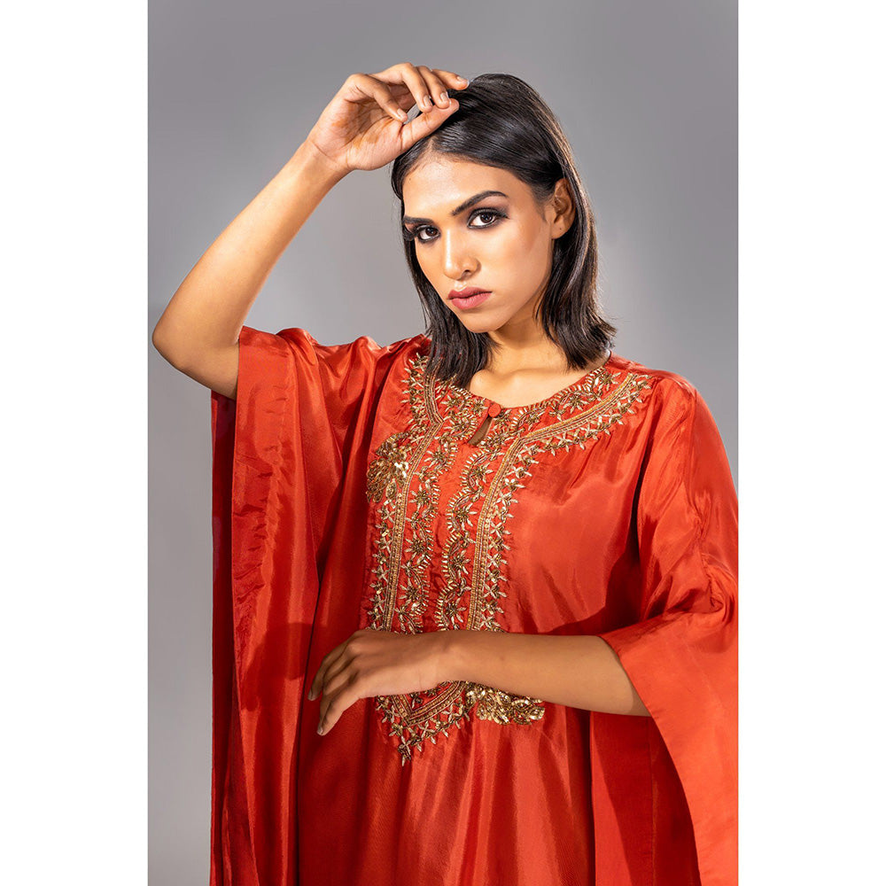 Shruti S Orange Kaftan with Pant (Set of 2)