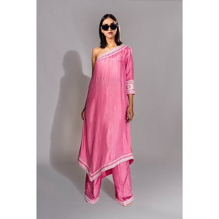 Shruti S Pink Off-Shoulder Kurta and Pant (Set of 2)