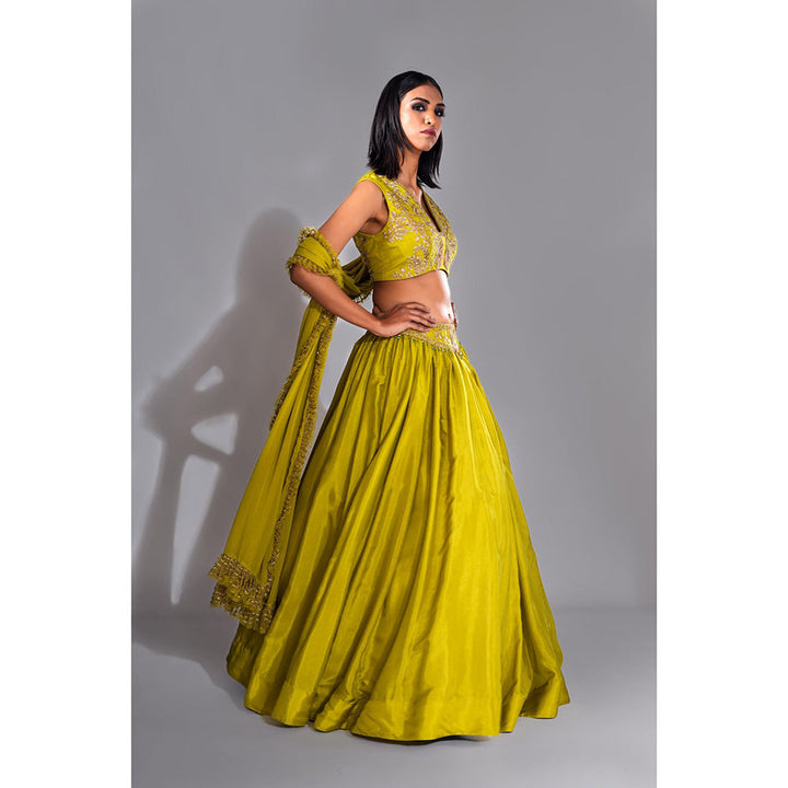 Shruti S Green - Dori Work Lehenga with Blouse and Dupatta (Set of 3)