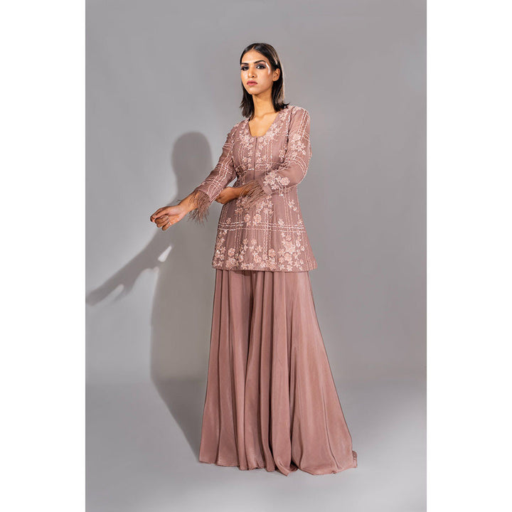 Shruti S Mauve Embellished/Sequined Work Sharara with Kurta and Dupatta (Set of 3)