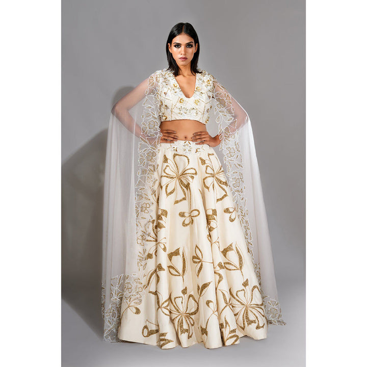 Shruti S Off-White Embellished/Sequins Work Lehenga with Blouse and Dupatta (Set of 3)