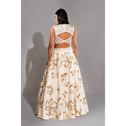 Shruti S Off-White Embellished/Sequins Work Lehenga with Blouse and Dupatta (Set of 3)
