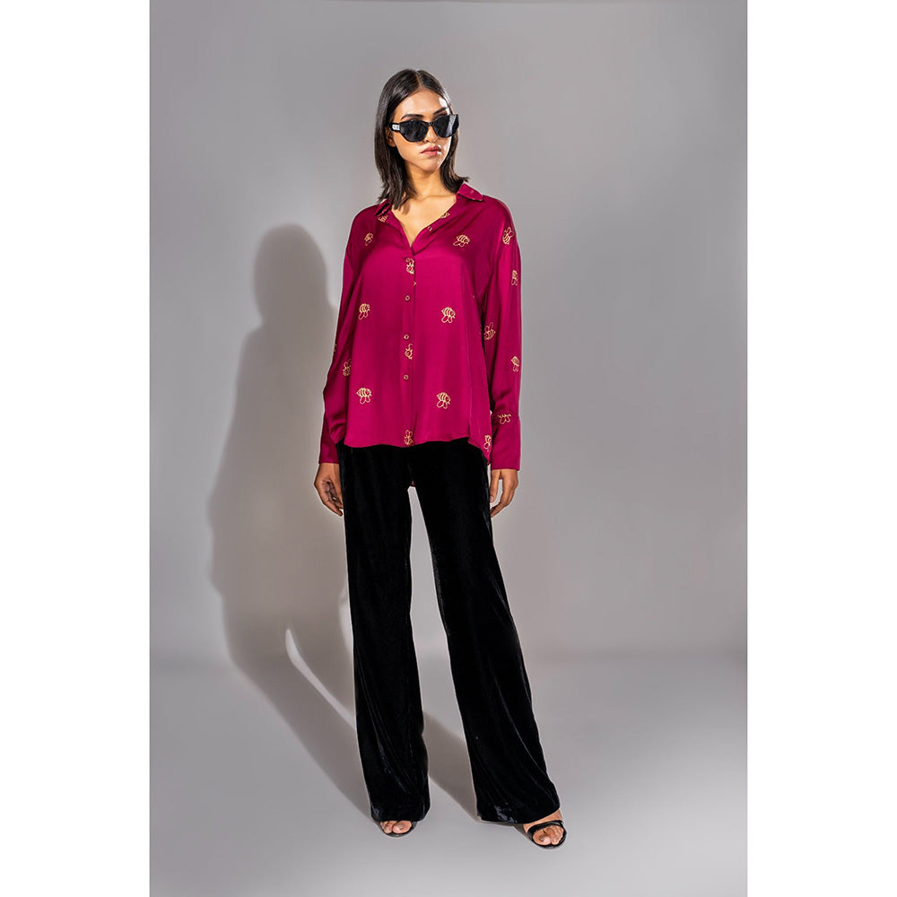 Shruti S Dark Pink Formal Satin Shirt