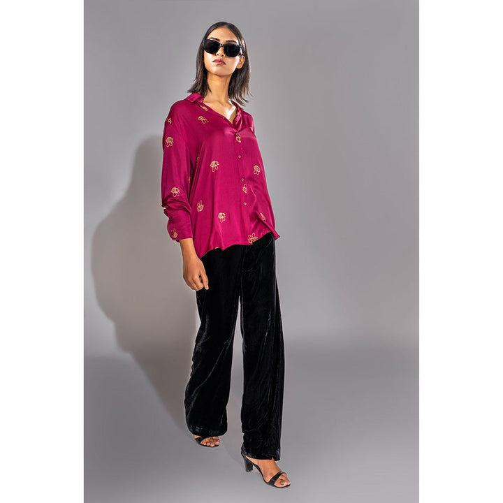 Shruti S Dark Pink Formal Satin Shirt