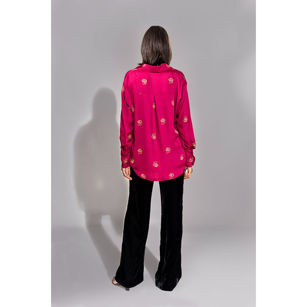 Shruti S Dark Pink Formal Satin Shirt