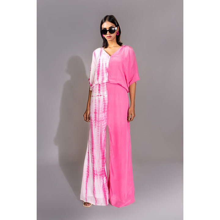 Shruti S Pink Tie-Dye Half-Half Maxi Straight Dress