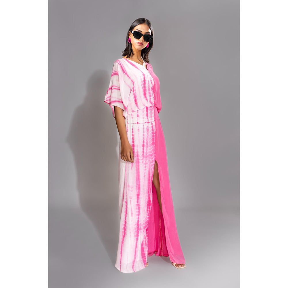 Shruti S Pink Tie-Dye Half-Half Maxi Straight Dress