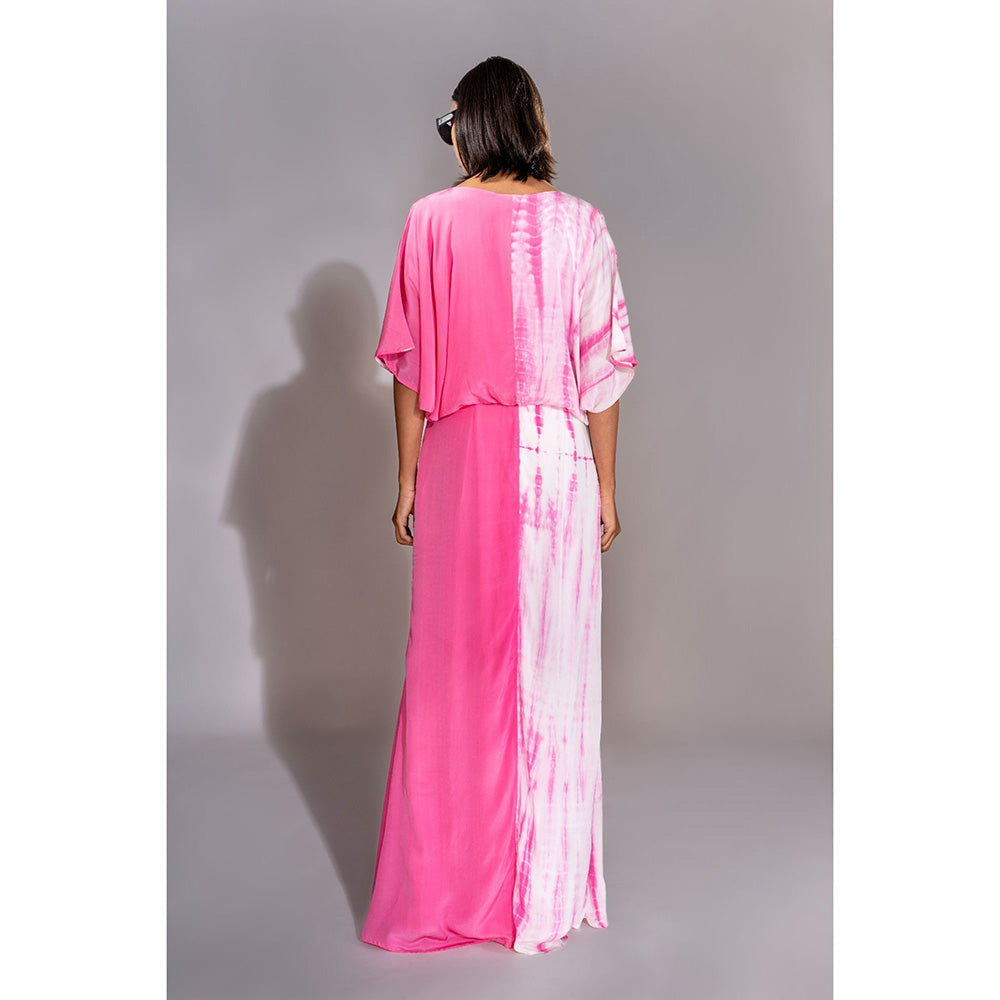 Shruti S Pink Tie-Dye Half-Half Maxi Straight Dress