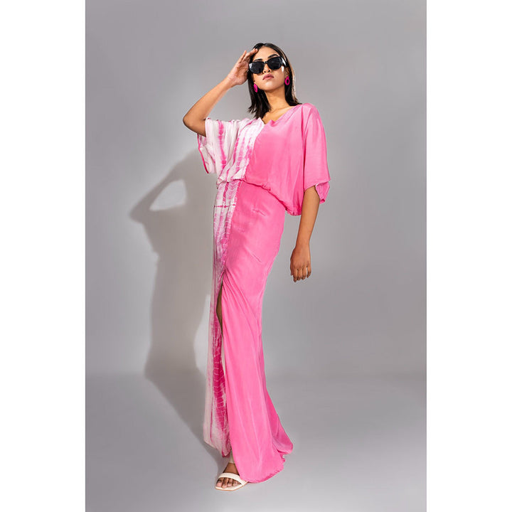 Shruti S Pink Tie-Dye Half-Half Maxi Straight Dress