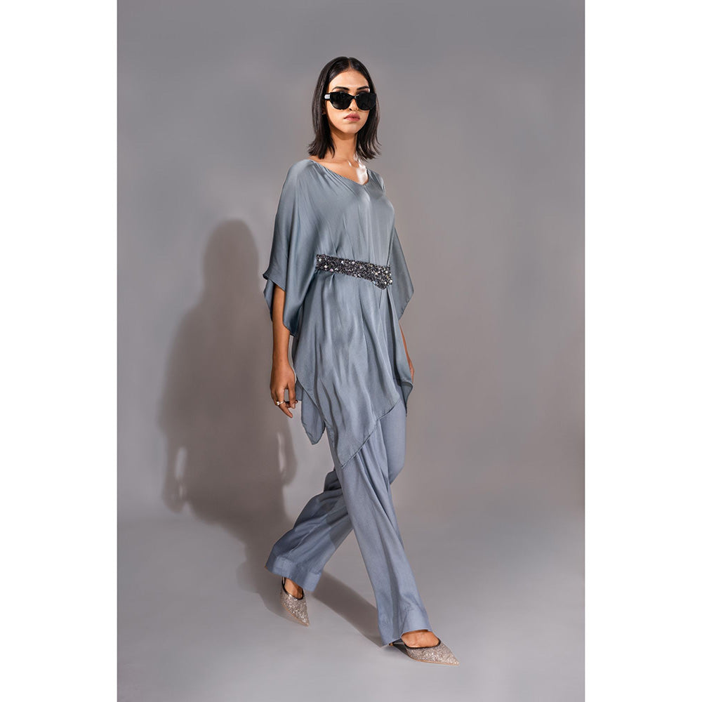 Shruti S Grey Kaftan with Pant and Belt (Set of 3)