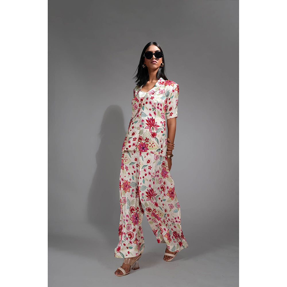 Shruti S Floral Printed Jacket Co-Ord (Set of 3)