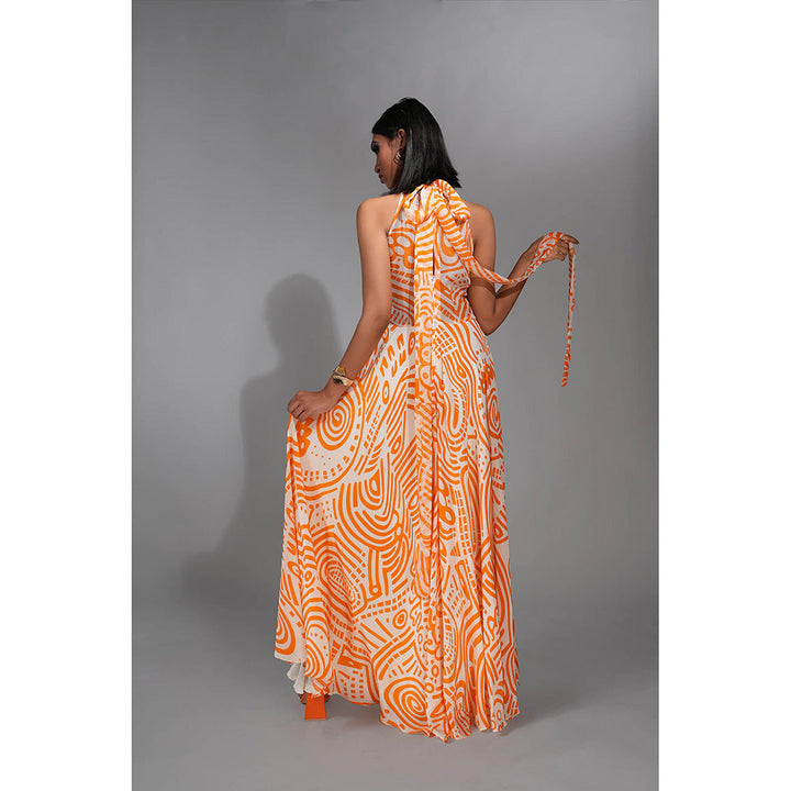 Shruti S Printed Maxi Dress Tangerine Orange