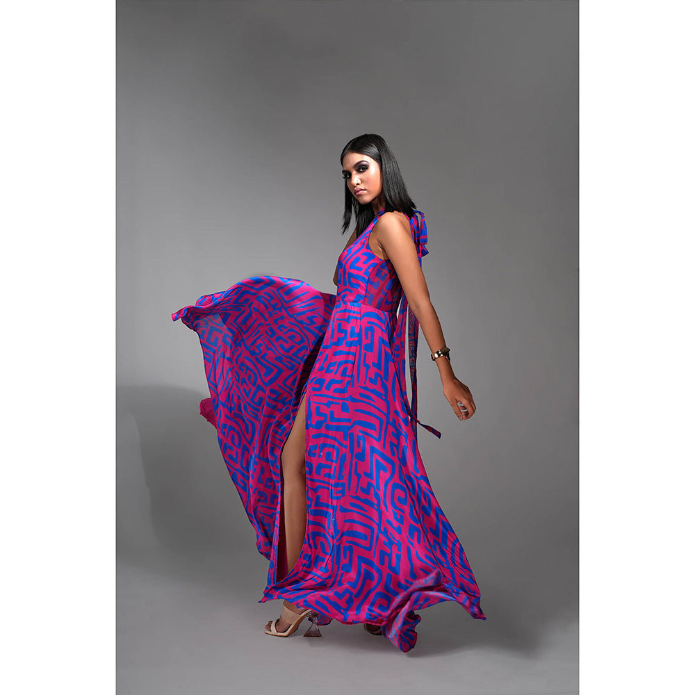 Shruti S Printed Purple Maxi Dress