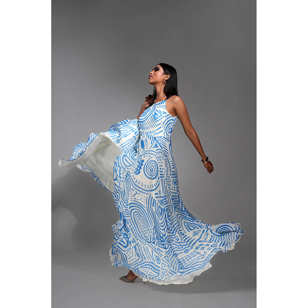 Shruti S Printed Maxi Dress Cerulean Blue