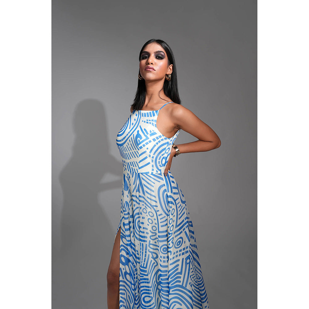 Shruti S Printed Maxi Dress Cerulean Blue