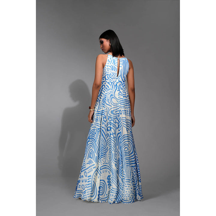 Shruti S Printed Maxi Dress Cerulean Blue