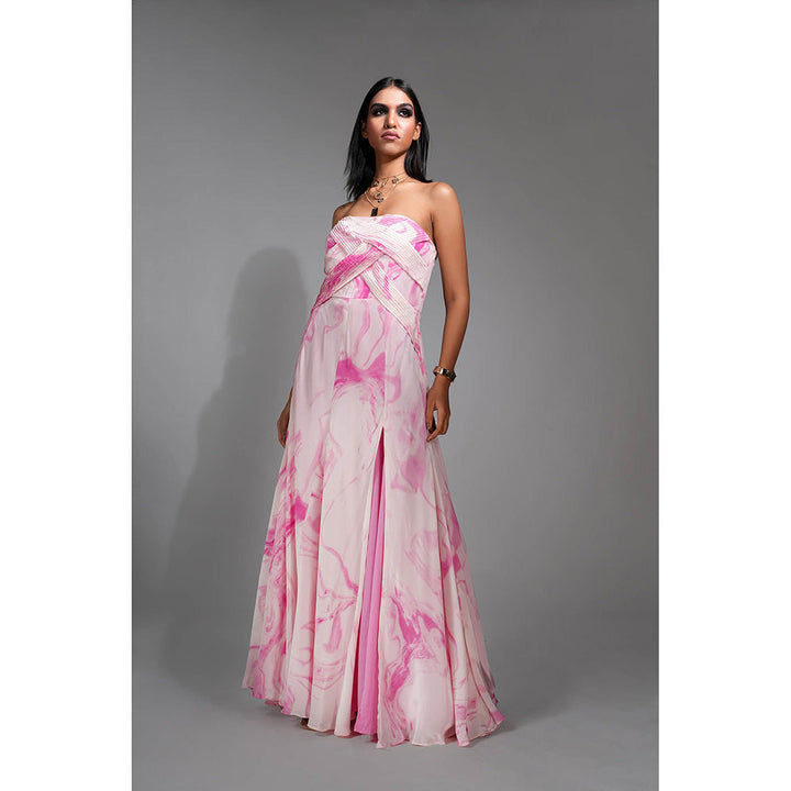 Shruti S Marble Print Maxi Dress In Pink