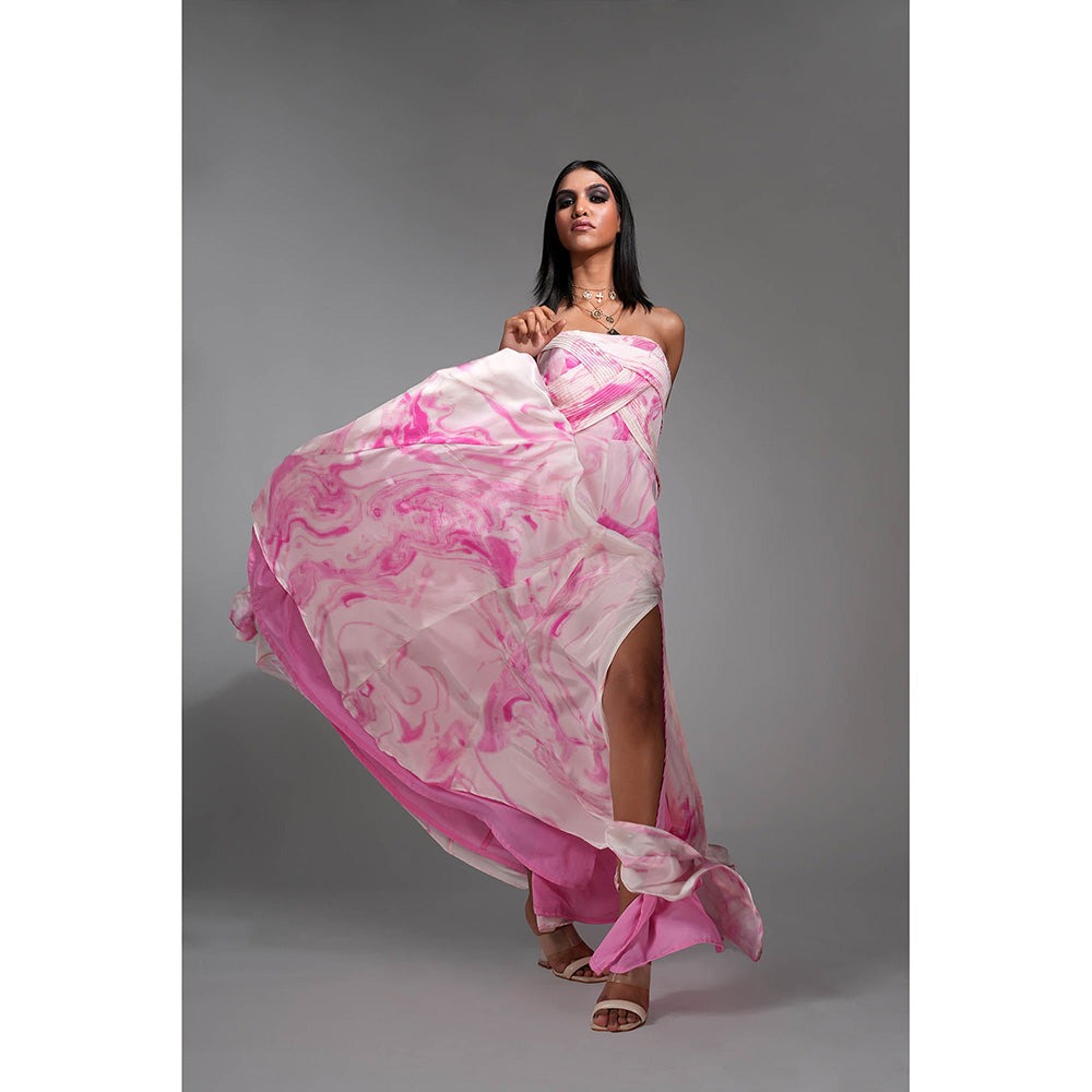 Shruti S Marble Print Maxi Dress In Pink