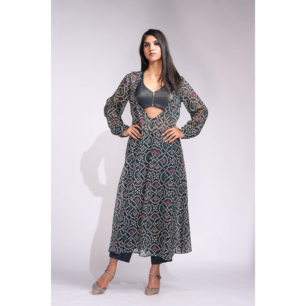 Shruti S Bandhani Digital Print Kurta with Blouse and Pant (Set of 3)