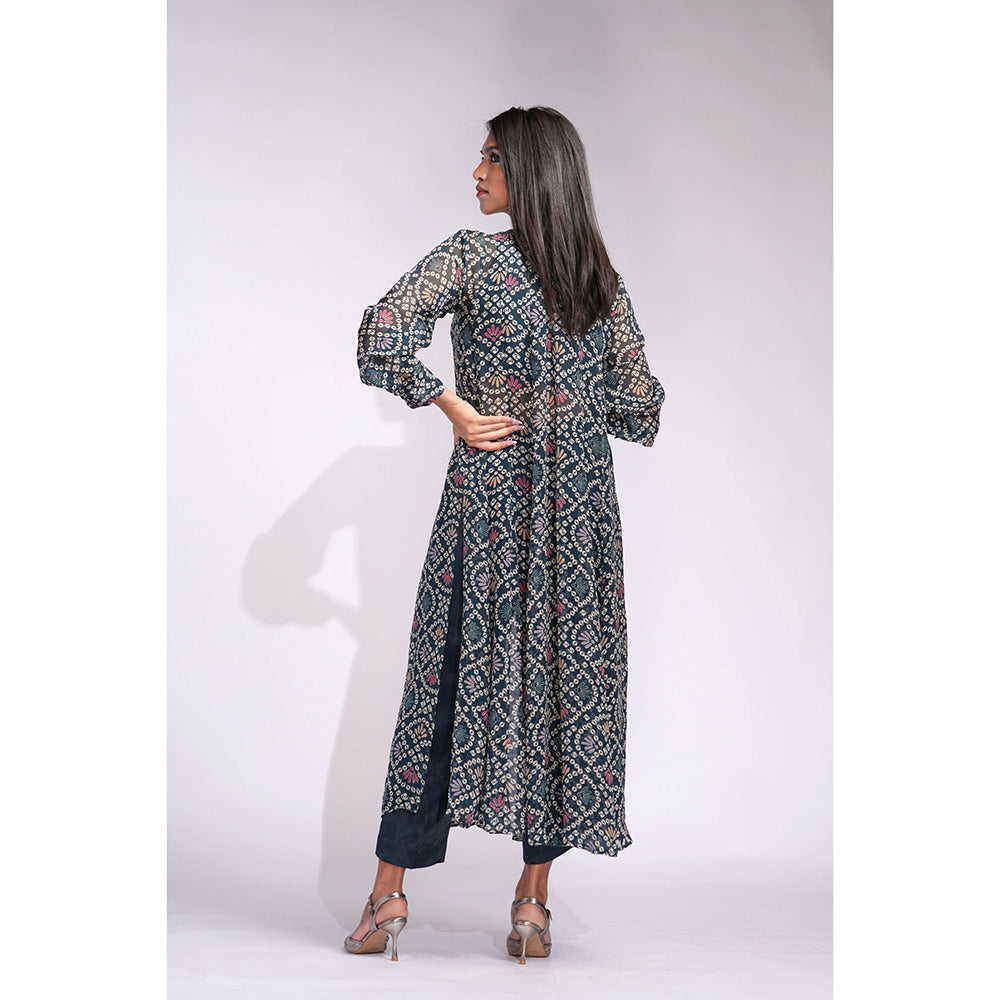 Shruti S Bandhani Digital Print Kurta with Blouse and Pant (Set of 3)