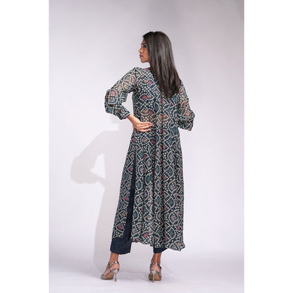 Shruti S Bandhani Digital Print Kurta with Blouse and Pant (Set of 3)