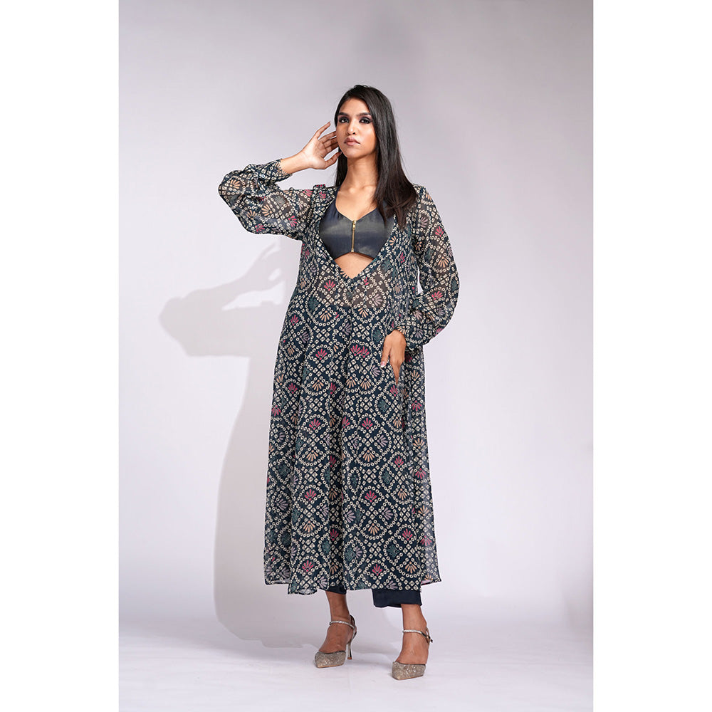 Shruti S Bandhani Digital Print Kurta with Blouse and Pant (Set of 3)