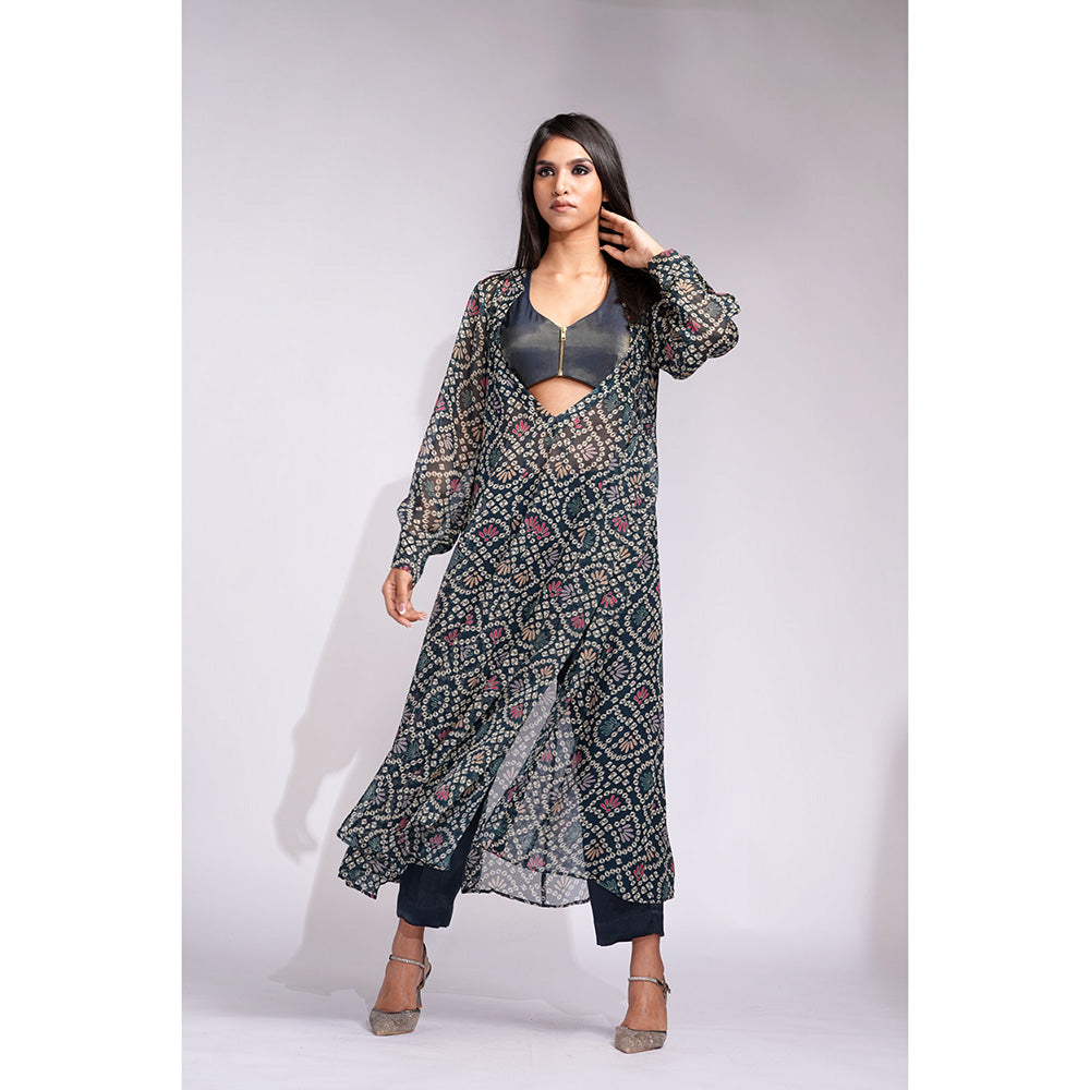 Shruti S Bandhani Digital Print Kurta with Blouse and Pant (Set of 3)