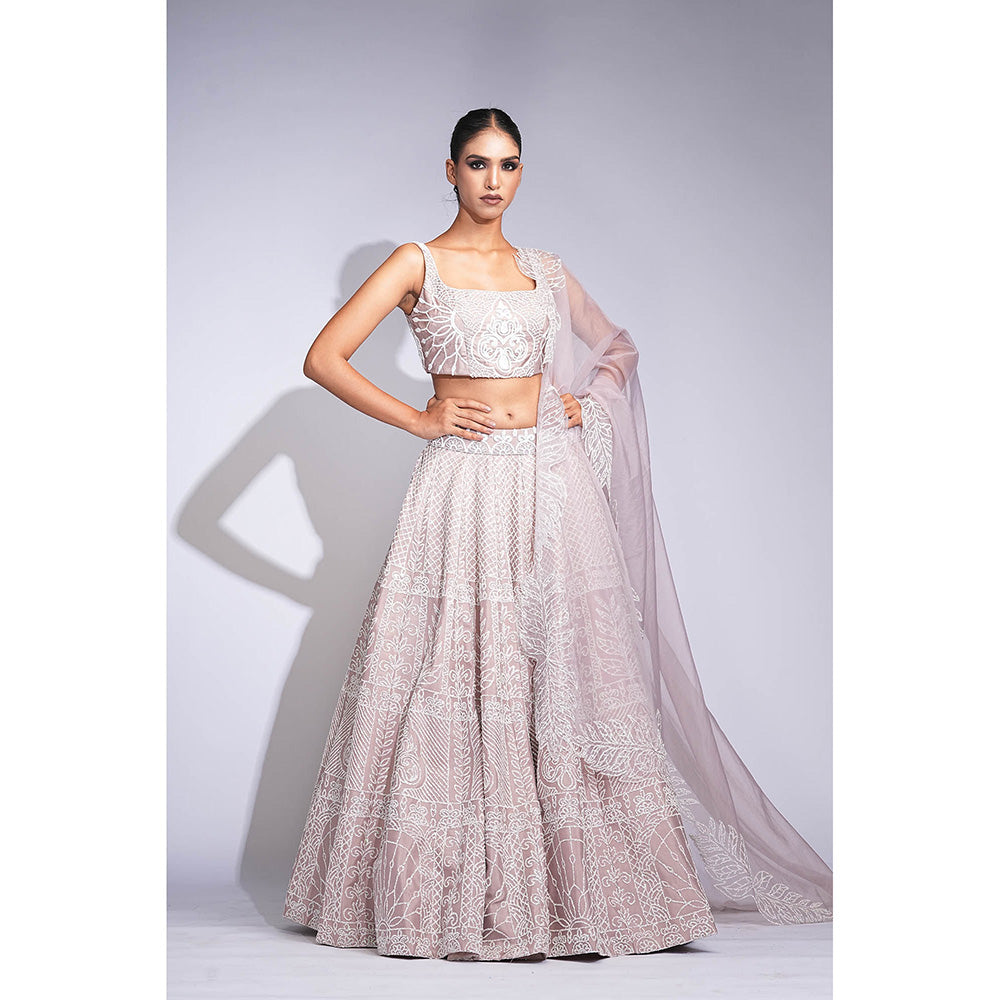 Shruti S Mauve Silk Lehenga with Blouse and Dupatta